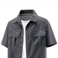 thumbnail image 5 of Men's Casual Button Down Short Sleeve Shirt Solid Color Lapel Pocket Outdoor Quick Dry Breathable Shirt Tops For Golf Hiking Vacation Travel Fashion Essential Gift | JASKFLY,Dark Gray XL, 5 of 6