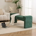 thumbnail image 5 of Boucle End of Bed Bench Upholstered Modern Bedroom Bench Channel Tufted Window Bench Comfy Long Ottoman for Living Room/Hallway/Indoor (Green, Curved Arm), 5 of 14