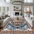 thumbnail image 3 of 5'x8' Area Rugs, Blue Bohemian Indoor Outdoor Area Rug for Living Room Bedroom, Retro Pattern Oriental Farmhouse Ethnic Washable Bathroom Rugs Kitchen Floor Carpet Mats Home Decor Aesthetic, 3 of 8
