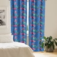 thumbnail image 2 of Ambesonne Floral Curtains, Blooming Lilies and Phloxes, Pair of 28"x95", Azure Blue Multicolor, 2 of 5