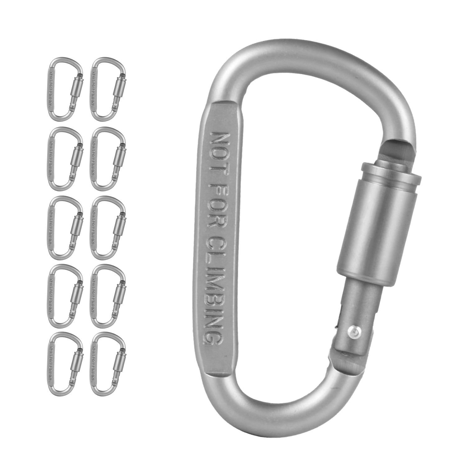 10pcs Screwgate Lock Keychain Clips Carabiner - 8 Cm Aluminum Durable  D-shape Spring Loaded Clip For Home, Rv, Camping, Fishing, Hiking
