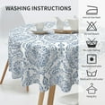 thumbnail image 4 of Blue White Boho Tablecloth Round 60 Inch Rustic Floral Vintage Elegant Paisley Decorative Table Cloth Washable Wrinkle Stain-Resistant Polyester Farmhouse Table Cover for Party Picnic Dinner, 4 of 7