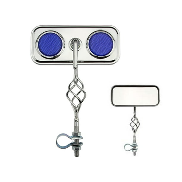 Cage Rectangle Mirror Blue Reflectors. Bike mirror, bicycle mirror for