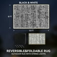 thumbnail image 5 of VUNATE Outdoor Rug 8'x10' with LED Lights Waterproof Carpet Patio Rug Plastic Indoor Outdoor Rug Portable Modern Large Straw Mat for Picnic RV Camping Porch Garden Picnic Deck Black and White, 5 of 7