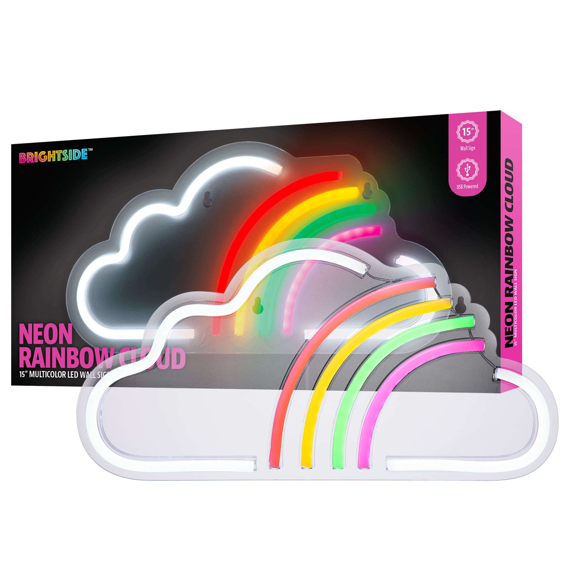 Brightside Rainbow Cloud LED Neon Wall Sign, Multi-color Decorative ...