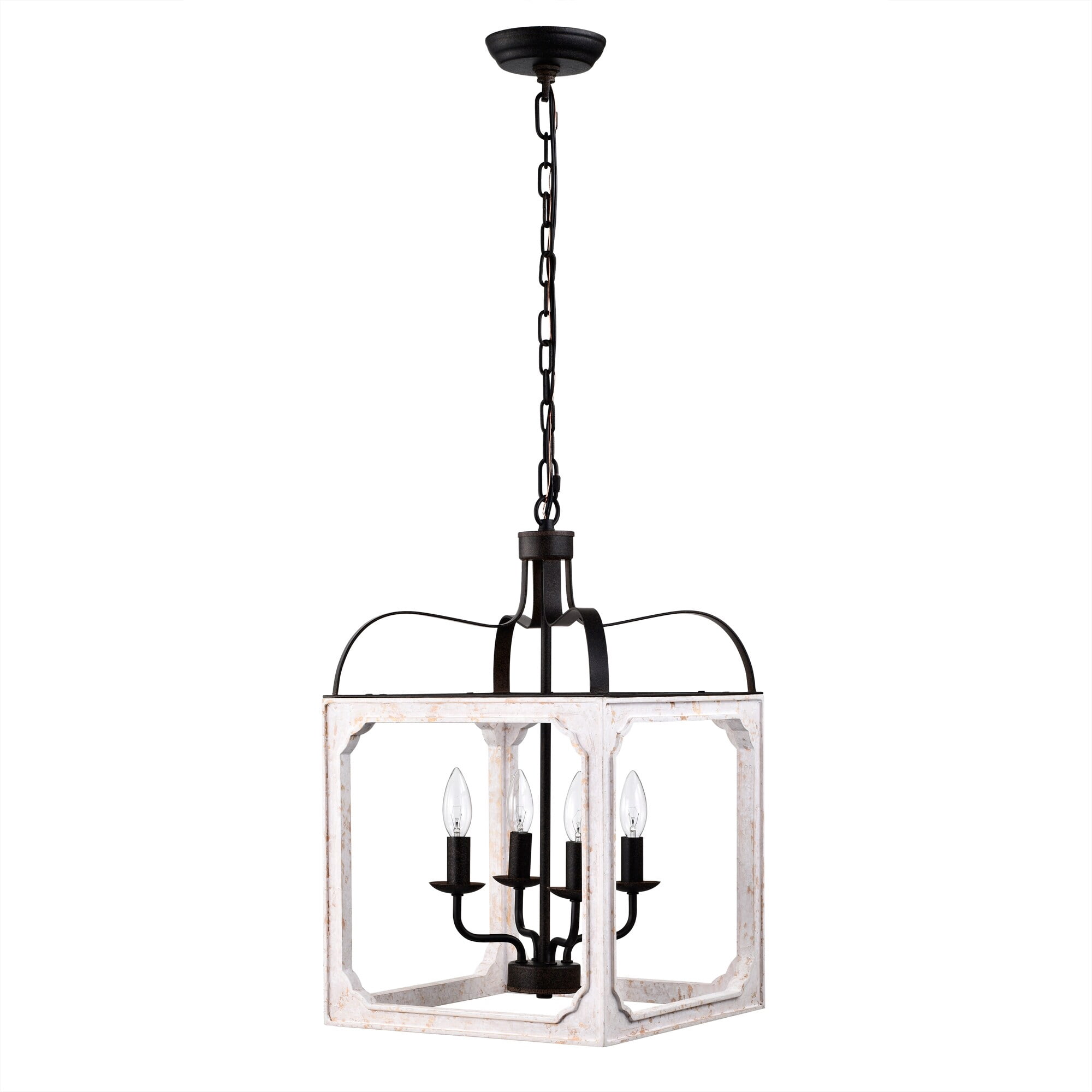 Valeria 14 in. 4-Light Indoor Weathered White Finish Chandelier with Light Kit