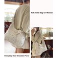 thumbnail image 3 of Sunyuer Women Cute Star Print Hobo Shoulder Tote Bag, Ruched Pleated Strap Casual Handbag with Polka Dot Star Charm, Large Capacity Lightweight Daily Purse for Shopping Dating Travel, 3 of 8