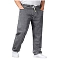 thumbnail image 1 of Oferta de liquidación KIHOUT: pantalones vaqueros para hombre de talla grande con cordón, cintura elástica, bolsillos sueltos, pantalones casuales, pantalones vaqueros M-5XL, 1 of 4