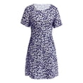 thumbnail image 4 of CHOK Robes d'Été pour Femmes à Boutons avec Poches Grande Taille Bohème Décontractée Longue Robe Maxi Imprimé Floral Manches Courtes Col en V Longueur sous le Genou Évasée Ligne A Maison Ample Robes Soleil, 4 of 5