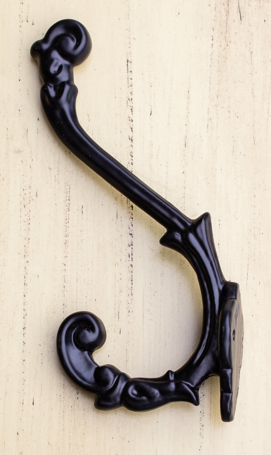 Set Of 3 Cast Iron Black French Scroll Art Double Hooks Wall