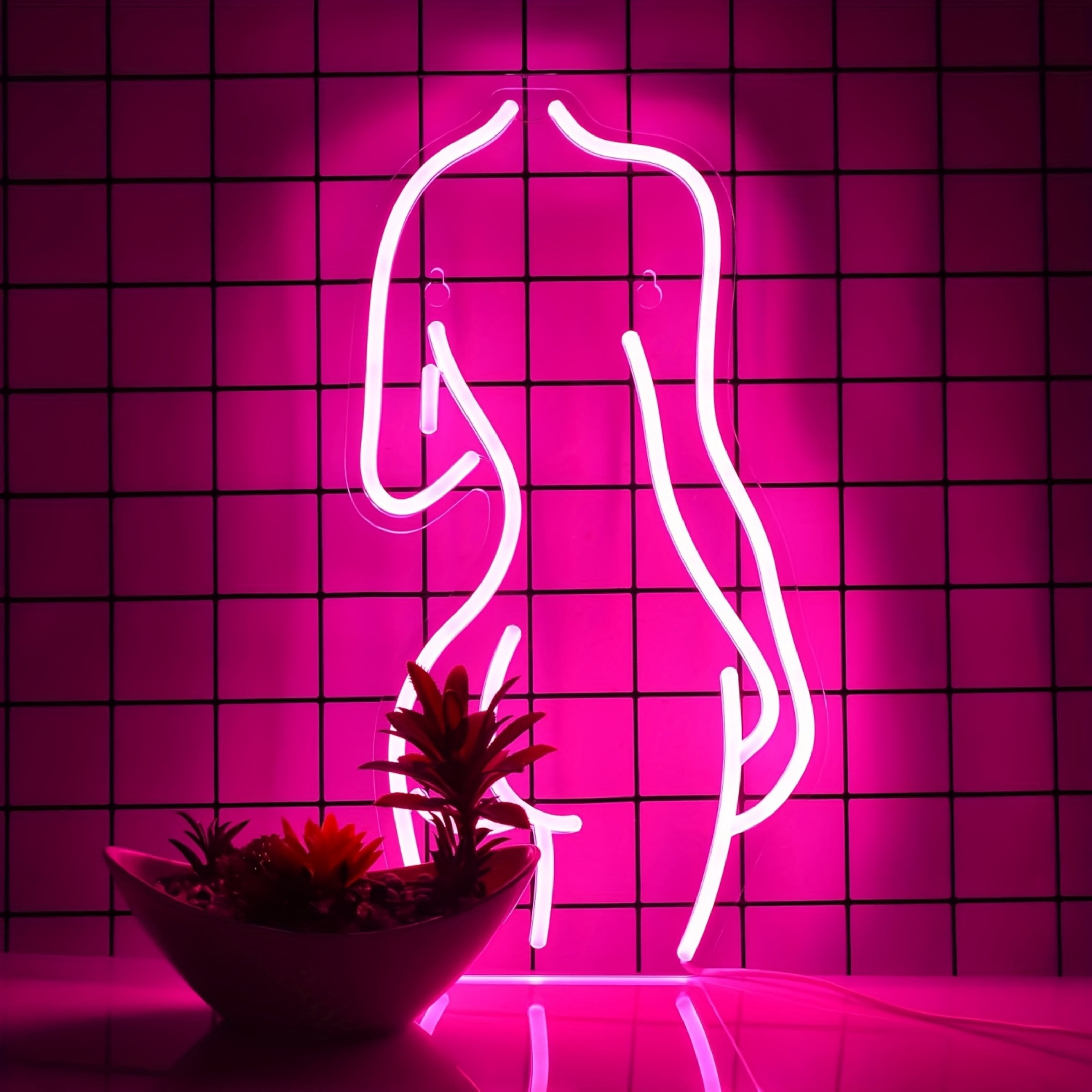 UPONRAY Lady Neon Signs, 9.1"*16.5" Dimmable & USB-Powered LED Neon Light, Stylish Wall Decor for Bar, Party, Bed Room, Living Room, Man Cave