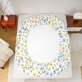 thumbnail image 5 of Homewish Adults Female Men Chic Floral Flowers Full Size Sheets 4-Piece,Retro Vintage Aesthetic Breathable Bed Sheets,Blue Yellow Blossoms Lightweight Sheet Sets,Microfiber Bedroom Decor, 5 of 7