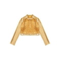 thumbnail image 3 of ZDHoor Kids Girls Long Sleeves Glossy Dance Crop Top Metallic Workout Gymnastics Tops Gold-A 10, 3 of 6