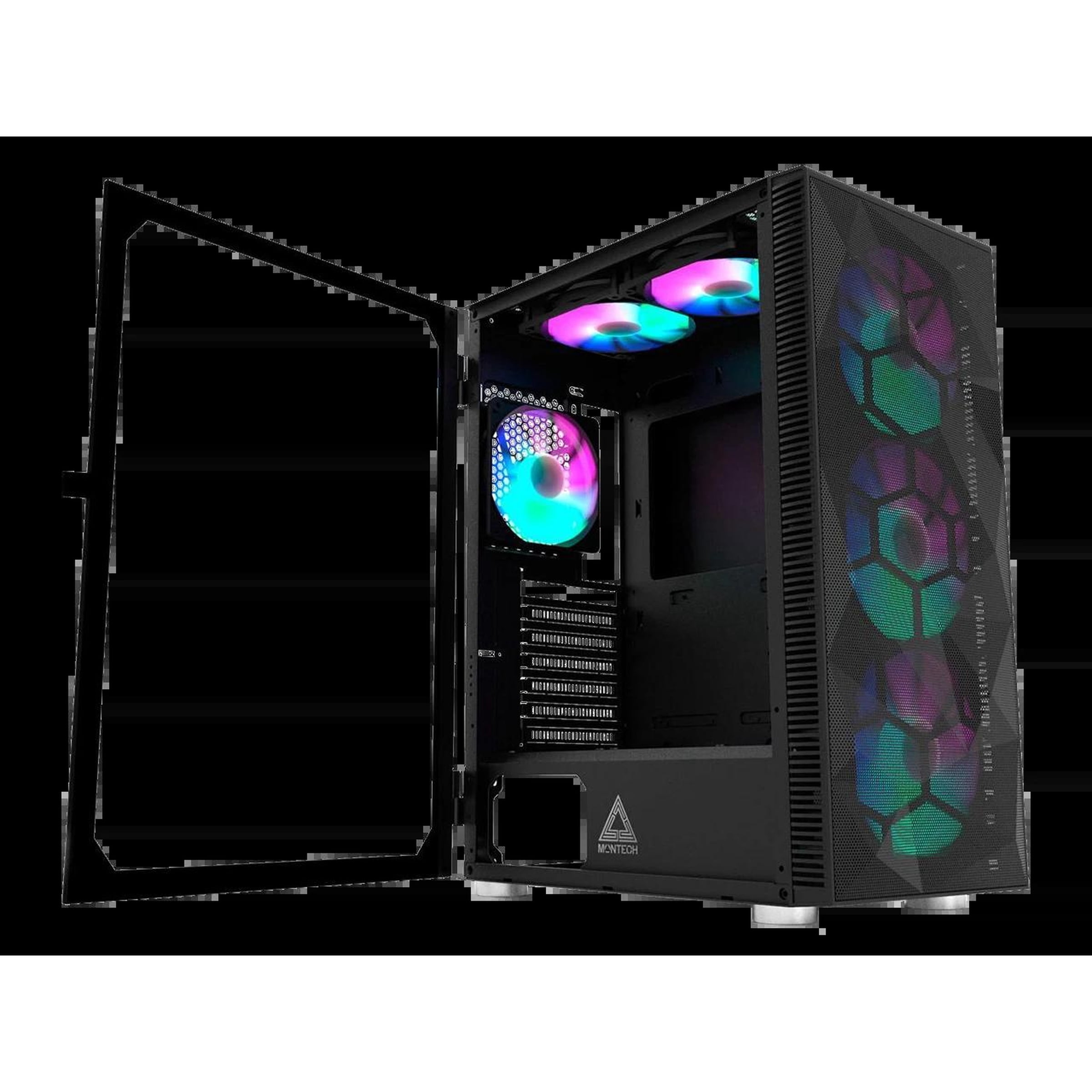 Montech X3 Mesh ATX Mid-Tower Gaming PC Case 6 RGB Lighting Fans Pre-Installed