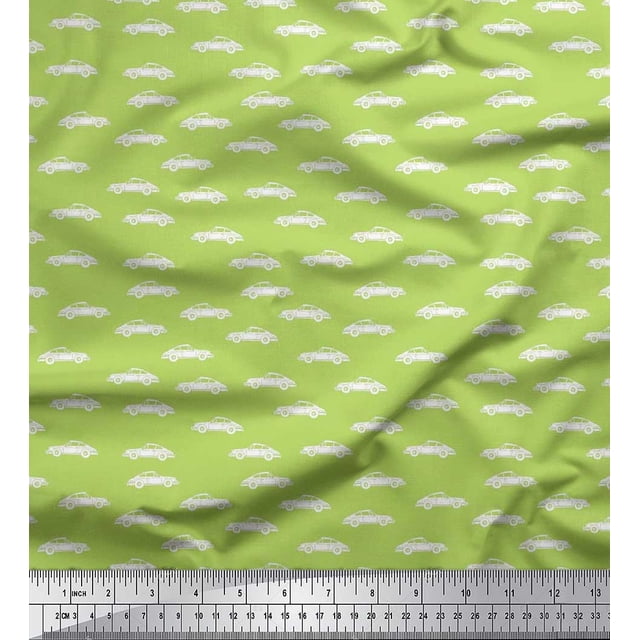Soimoi Polyester Crepe Fabric Car Transport Print Fabric by The Yard 52 Inch Wide