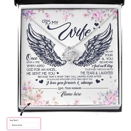 Personalized Flower Angel To My Wife Necklace Gift For Mother's Day From Husband God Sent Me An Angel Custom Flower Message Card Necklaces styles On Birthday, Xmas with Message Card & Box