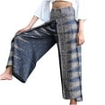 thumbnail image 2 of Lilgiuy Womens Fashion Casual High Waist Printed Wide-leg Pants Flowy Split Sag Yoga Long Pants Trousers for Errands Exercise, 2 of 4