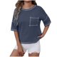 thumbnail image 1 of Camisetas Casuales de Mujer Nueva Camiseta de Manga Corta de Cuello U de Color Sólido de Verano, Poliéster, 1 of 7