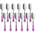 thumbnail image 1 of 12-Piece Stainless Steel Dinner Spoons with Flower Edge, Stainless Steel Dinner Spoons Set, Spoon Dessert Spoons for Home, Kitchen or Restaurant - 7.3 Inches-Gradient Rainbow, 1 of 6
