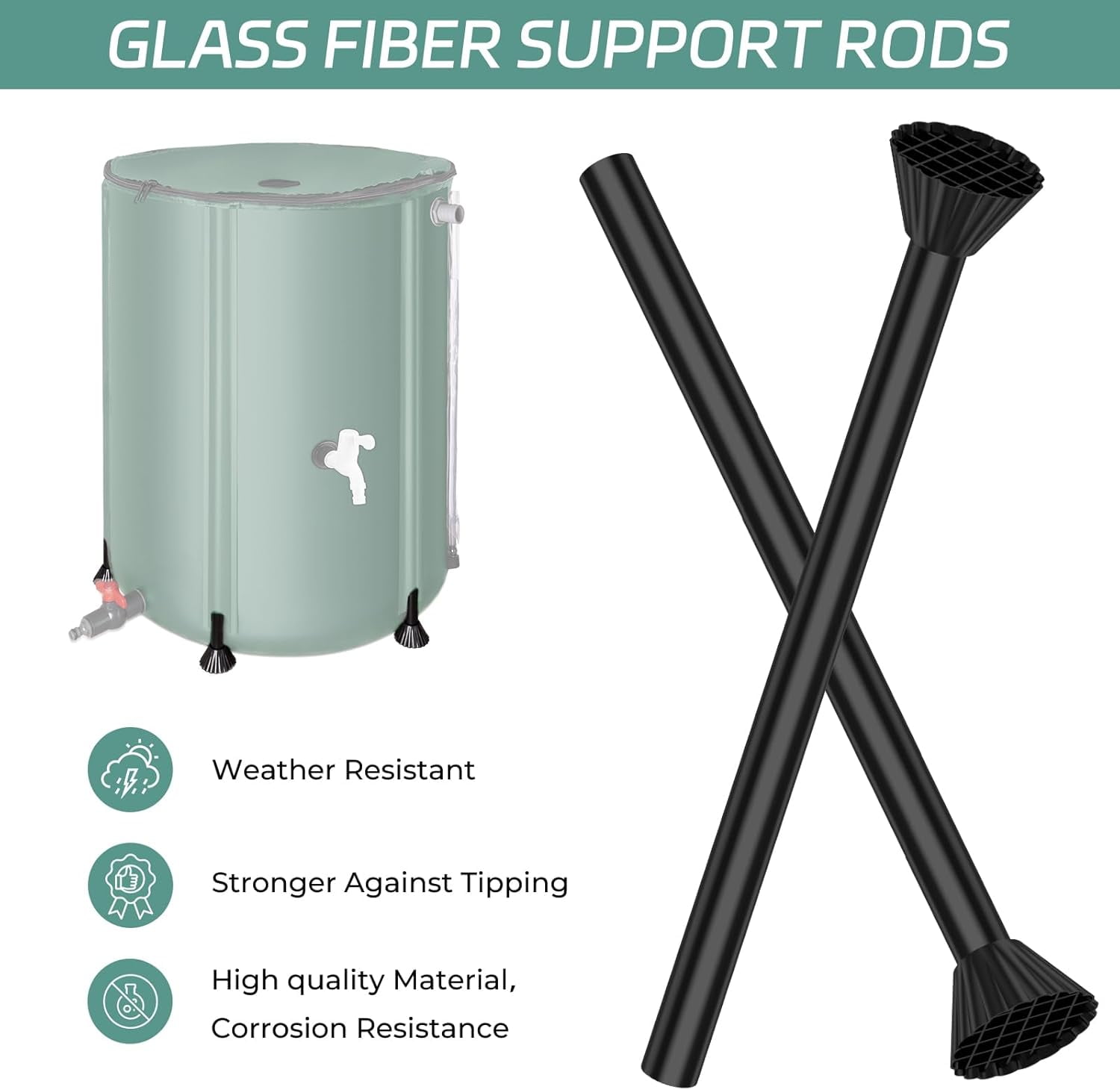 Rain  with Filter, Spigots & Overflow Kit - 66 Gallon Green Water Storage  for Rainwater