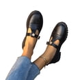 thumbnail image 7 of Women Single Buckle Strap Round Toe Platform Mary Jane Flats, Matte Woven Fabric, Moderate Cushioned Footbed, Deep Lug Anti Slip Outsole, Sweet Preppy Silhouette for Campus Daily Com,Black 5.5, 7 of 7