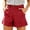 Red, variant on cocolona Womens Summer Casual High Waist Bermuda Shorts Button Zipper Waist Straight Wide Leg Beach Pants with Pockets
