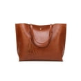 thumbnail image 4 of Dreubea Bolso de hombro de piel sintética suave para mujer, bolso de mano con borlas de gran capacidad, 4 of 5