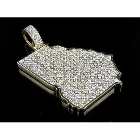 3Ct Lab Created Diamond Women's Georgia Map Pendant 14k Yellow Gold Plated Silver