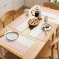 thumbnail image 5 of Modern Pink Gold Placemats Set of 4 Minimalist Geometric Yellow Striped Place Mats Indoor Wipeable Table Mats Washable Cloth Dining Table Placemats for Kitchen Holiday Party Home Decor 13x19 Inch, 5 of 9