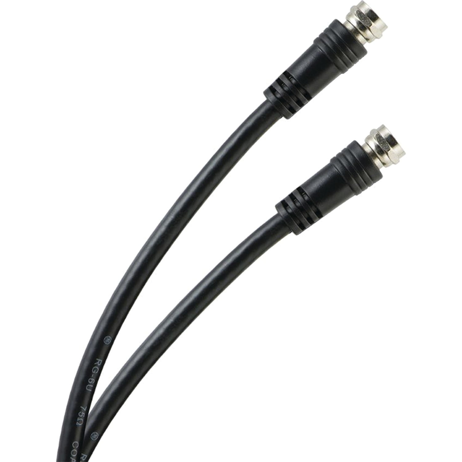 25ft BLACK COAXIAL RG6 CABLE TV VCR DVR INTERNET F CONNECTOR INDOOR OUTDOOR  COAX
