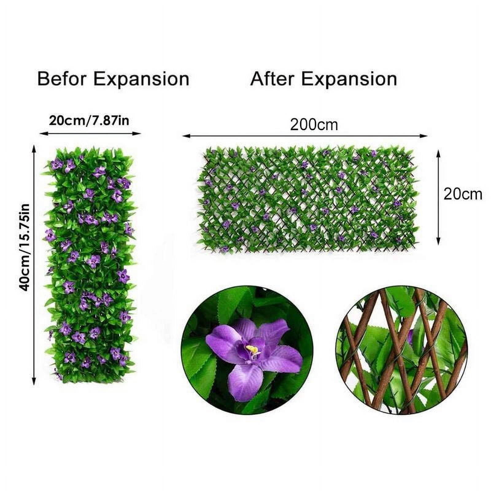 RichLink Simulation Telescopic Fence Fence Leaf Garden Decoration Plastic Green Plants,Purple orchid