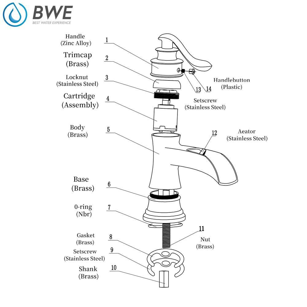 BWE Waterfall Single Hole Handle Low-Arc Bathroom Faucet with Pop-up Drain Assembly In Matte Black