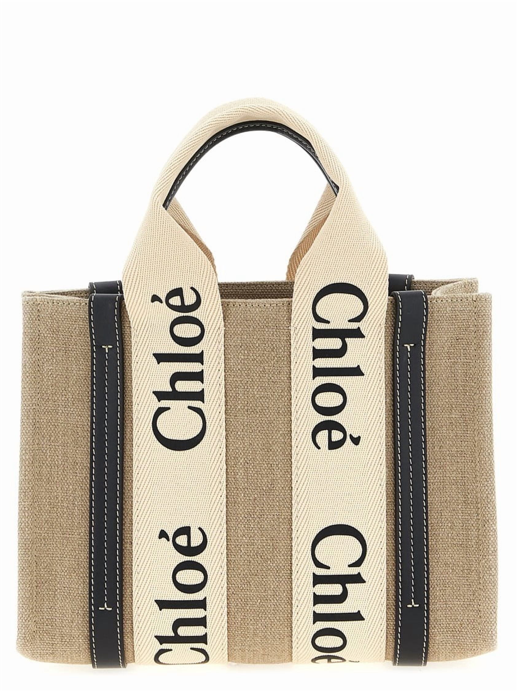 Chloe Small Undone Straps Canvas Sand Woody Tote Bag
