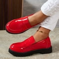 thumbnail image 6 of Womens Red Patent Faux Leather Platform Loafers Chunky Lug Sole Penny Loafers Slip On Comfortable Casual Shoes,Size 7.5, 6 of 7