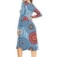 thumbnail image 3 of Aiyino Women's Long Sleeve Polka Dot Casual Dress Pleated Loose Flowy Midi Dress With Pocket, 3 of 4