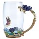 thumbnail image 1 of Moderna y bonita taza de té con flores, taza de café de vidrio, taza de té impresa, regalo único, 1 of 4