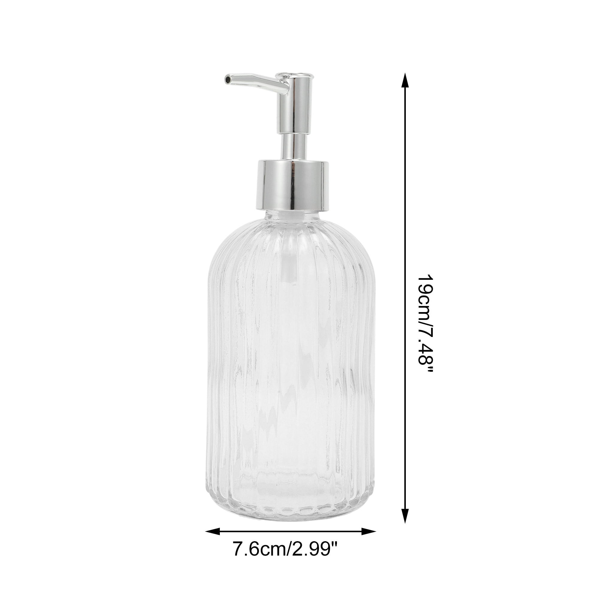 Unique Bargains Convenient Vertical Stripe Soap Dispenser 13.53oz 1 Pc Clear Silver