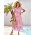 thumbnail image 4 of Vestido largo GRACE KARIN con estampado floral para verano, casual, rosa, XXL, 4 of 5