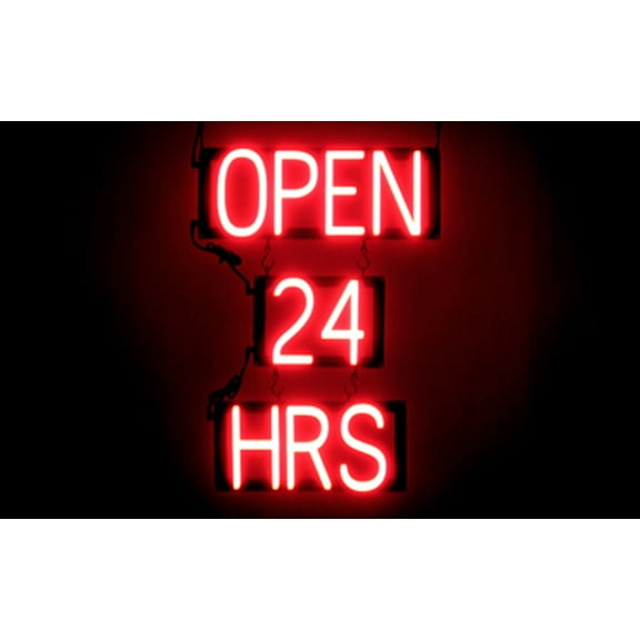 SpellBrite OPEN 24 HRS LED Sign for Business. 16.5" x 23.8" Red OPEN 24 HRS Sign Has Neon Sign Look With Energy Efficient LED Light Source. Visible from 500 Feet, 8 Animation Settings.