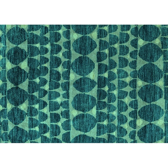 Ahgly Company Indoor Rectangle Abstract Turquoise Blue Modern Area Rugs, 3' x 5'