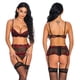 thumbnail image 5 of Conjunto de 3 piezas de lencería sexy de encaje tridimensional de dos colores, 5 of 6