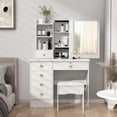 thumbnail image 3 of Nanly Makeup Vanity Desk, 31.5" Vanity Table with Sliding Mirror, 6 Storage Drawers and Multiple Shelves Bedroom Dressing Table Modern Makeup Desk, White, 3 of 10
