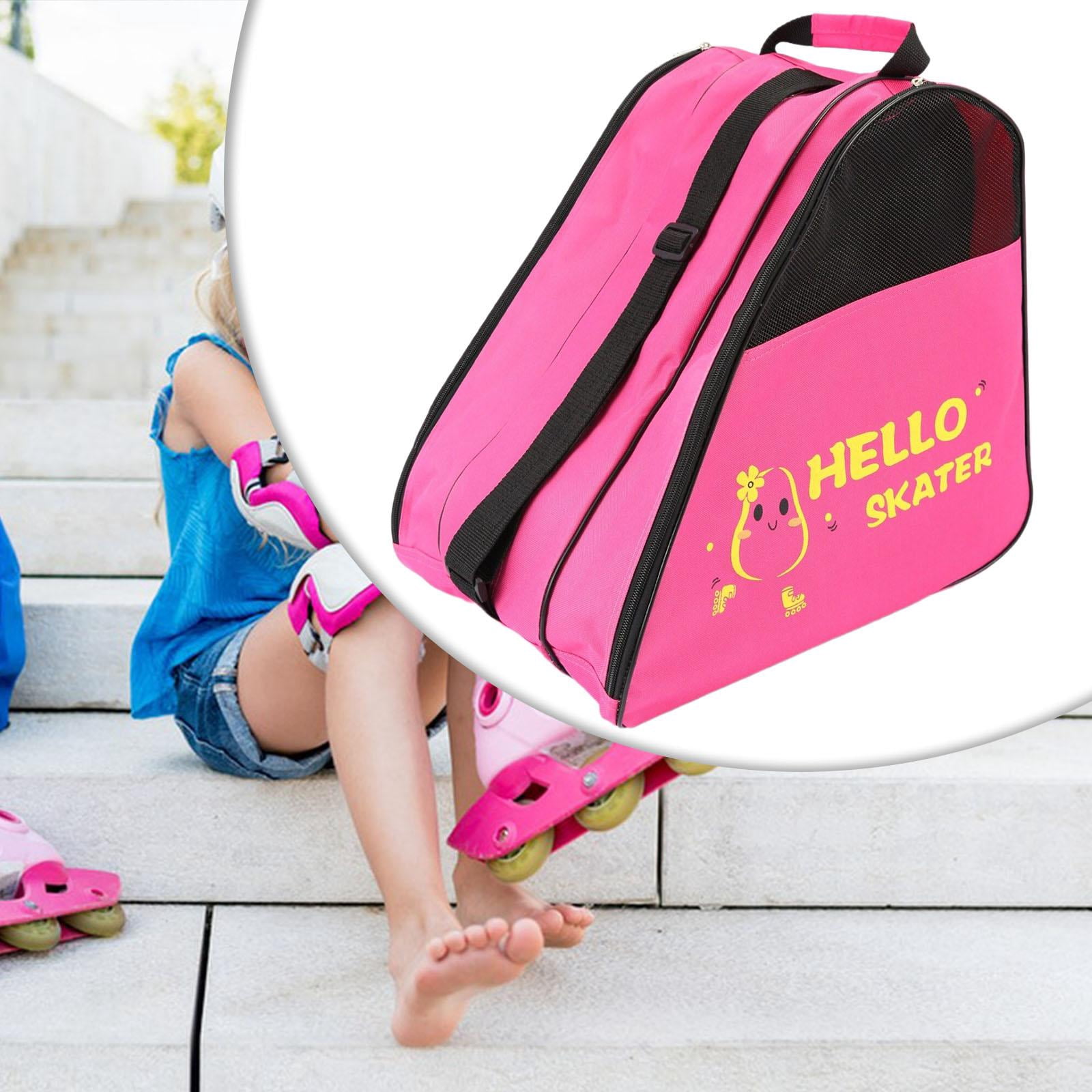 Dualoai Roller Skate Storage Bag, Skating Shoes Bag, Handbag, Breathable Carrying Pouch, Pink