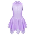 thumbnail image 3 of Haitryli Kids Girls Figure Ice Skating Dress Sleeveless Turtleneck Ballet Dance Dress Dancewear Lavender 12, 3 of 7