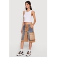 thumbnail image 2 of Women's Color Blocked Cargo Bermuda Denim Shorts, 2 of 4