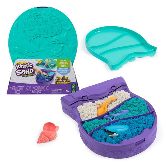 Kinetic Sand, Project Planet Deep Sea with 24oz Play Sand & Sea Creature Tools, Sustainably Minded Eco Friendly Materials, Sensory Toys for Kids, Kinetic Sand