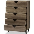 thumbnail image 4 of Bowery Hill 5 Drawer Contemporary Chest in Light Brown, 4 of 10