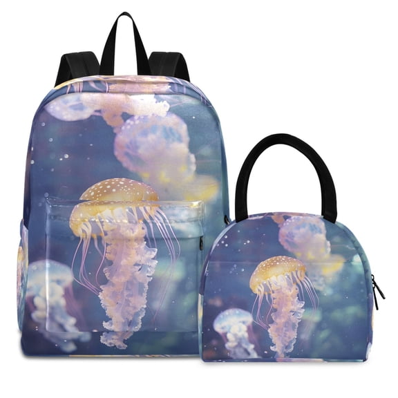 ALAZA Backpack Set Jellyfish Are Underwater Elementary School Bags Student BookBag with Lunch Bag
