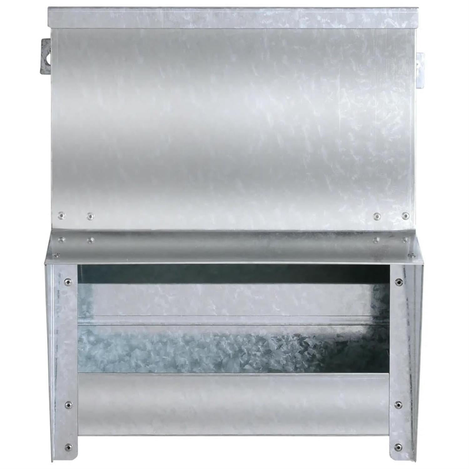 Kadyn Outdoor Automatic Metal Chicken Feeder, Poultry Feeder with Protective Lid for Chickens, Bantams, Pheasants, Holds 13 L of Feed, Silver