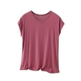 thumbnail image 2 of Fengqque Womens Basic T Shirts Summer Tops Modal Tshirts for Women V Neck Short Sleeve Casual Basic Loose Tops Women's Tops Red XXXXL(XXXXL), 2 of 6